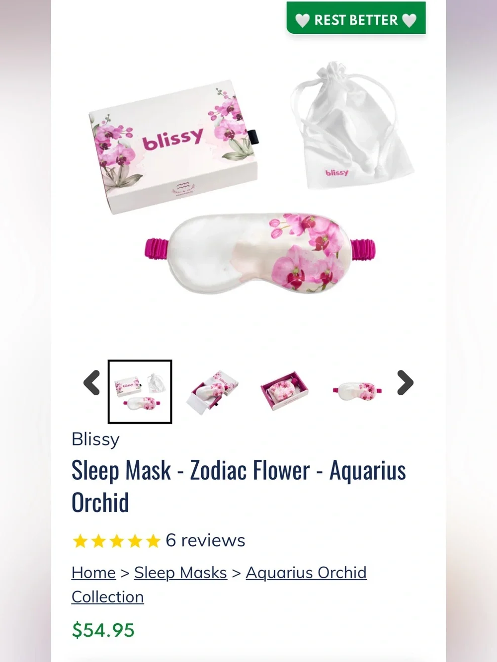 Blissy Limited Edition Zodiac Floral Silk Sleep Mask and Pillowcase Bundle - NWT